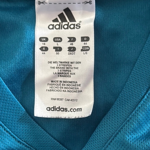 Adidas Teal V-Neck Sports Tee - Picture 3 of 3